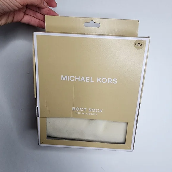 NEW Michael Kors Boot Sock Vanilla Ribbed Fleece Large X Large - Picture 2 of 3